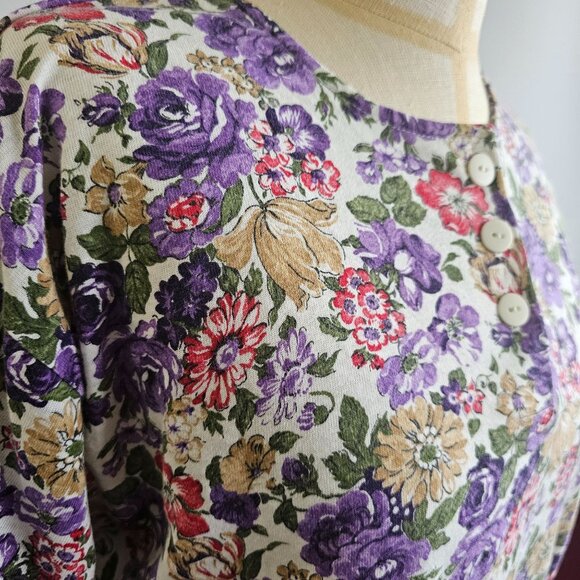 Cape Cod Sportswear Vintage 1980s Floral Print Womens Short Sleeves Top … - Picture 4 of 12